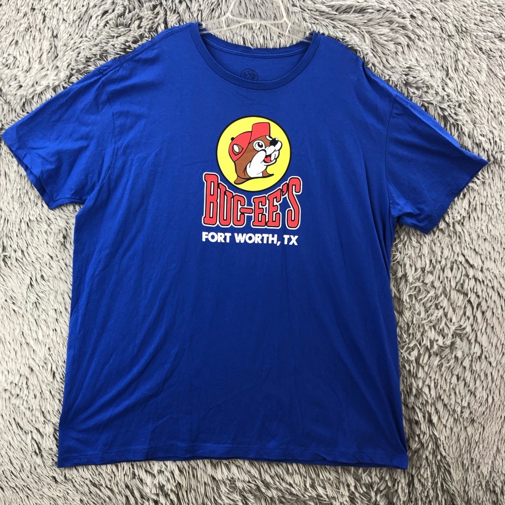 Buc-ees Tshirt Mens 3xl Ft. Worth TX Blue Short Sleeve Logo Spellout Casual